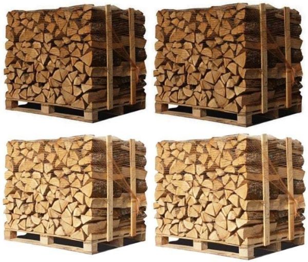 4x Paletten (2 Weißeiche + 2 Buche/Hainbuche) – Scheite