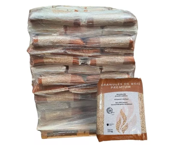 Pellet Rochefort – Palette mit 65 Säcken à 15 kg – 100 % Nadelholz